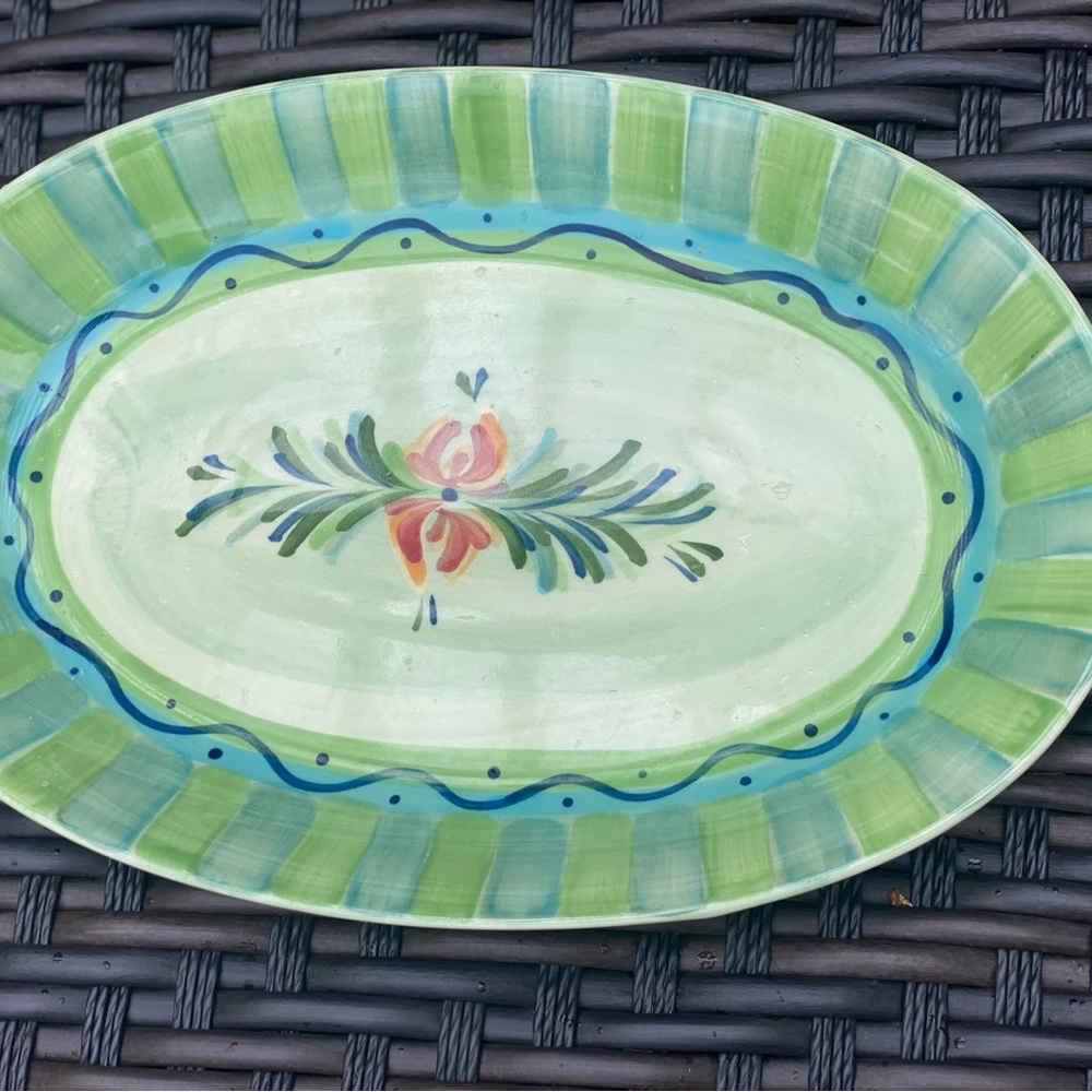 Hand painted, Oval Serving Platter, Gail Pittman